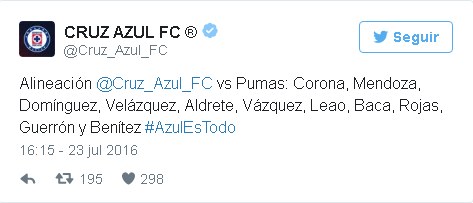 Termina 0-0 el partido entre Cruz Azul y Pumas - alineacion
