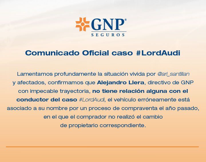 'Audi está asociado erróneamente a directivo': GNP Seguros - comunicado-gnp