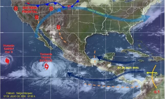 Tormenta tropical Estelle podría convertirse en huracán - mapa