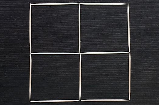 Transforma cuatro cuadrados de palillos en tres con tres movimientos - palillos