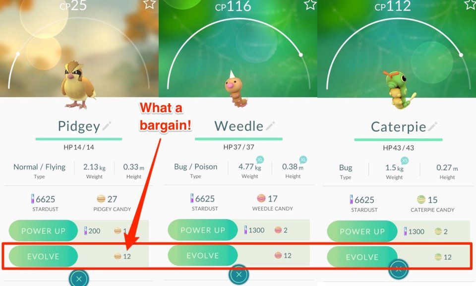 Trucos y consejos para Pokémon GO - pidgey-weedle-caterpie-pokemon-go
