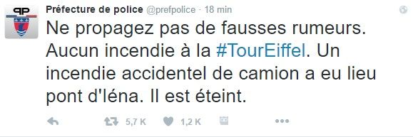 Fuerte incendio al pie de la Torre Eiffel - tuit-paris