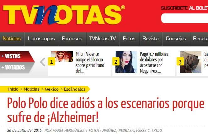 Polo Polo desmiente sufrir Alzheimer - tvnotas