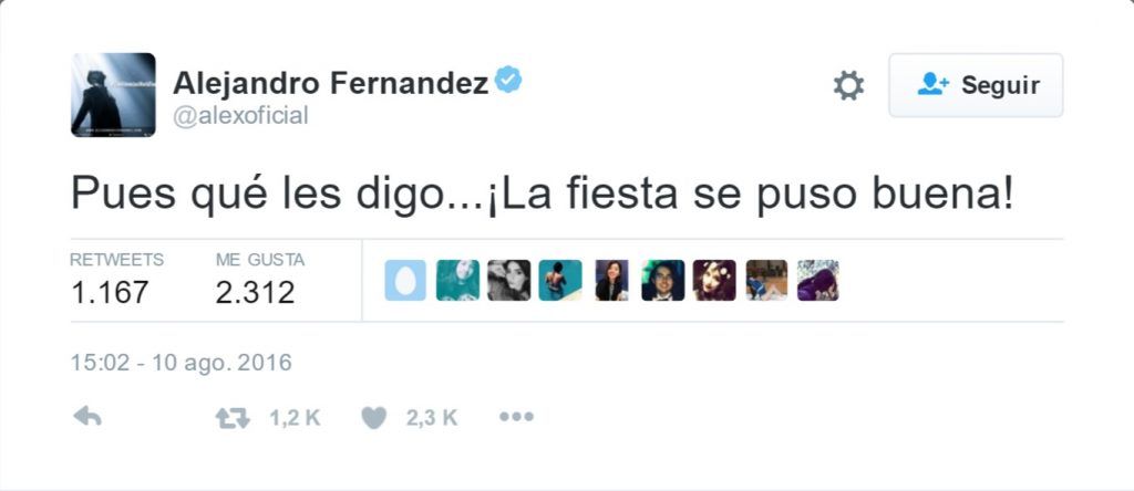 "La fiesta se puso buena": Alejandro Fernández - Alejandro-Fernández-Tuit-1024x444