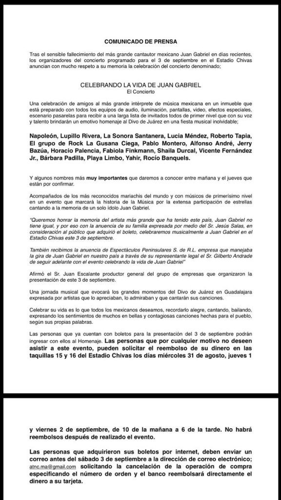 Anuncian concierto en honor a Juan Gabriel en Estadio Chivas - CrMDOl6UEAAO2-I-576x1024