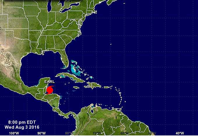 Huracán Earl traerá lluvias intensas en Quintana Roo, Campeche y Chiapas