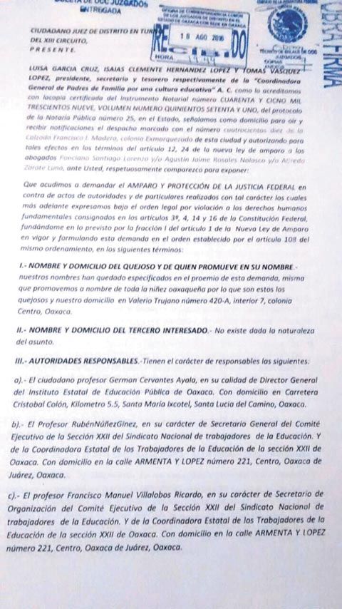 Padres de familia se amparan contra la CNTE - Padres-Oaxaca-amparan-paro-CNTE_MILIMA20160821_0023_1