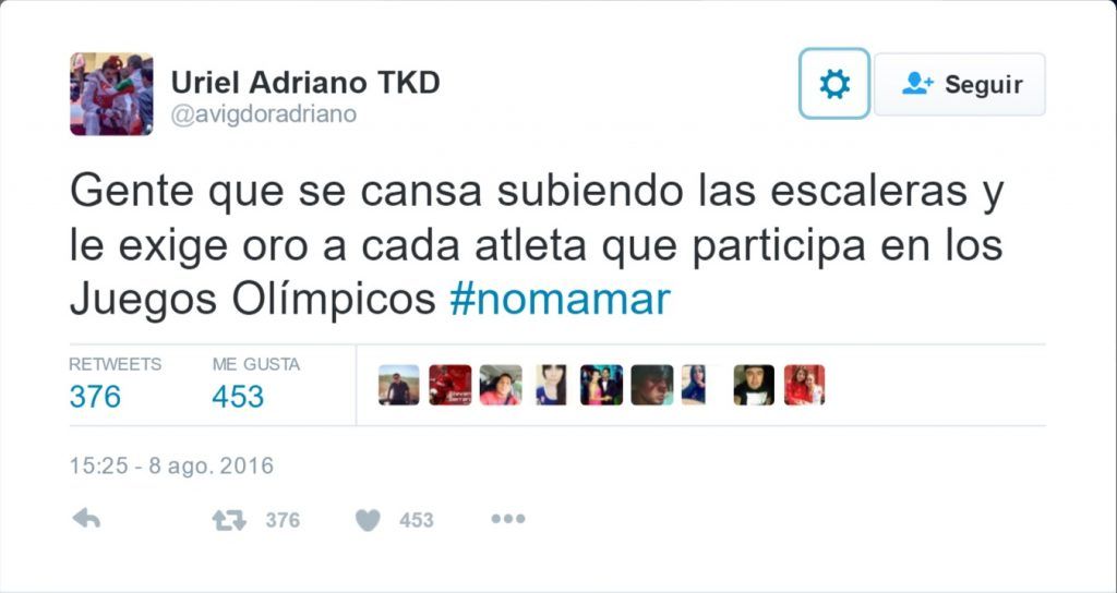 Critica taekwondoín mexicano a aficionados que exigen oro olímpico - Tuit-Uriel-Adriano-TKD-1024x544