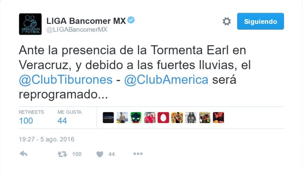 Suspenden el Veracruz vs América por mal tiempo - Tuit-Veracruz-América-1024x587
