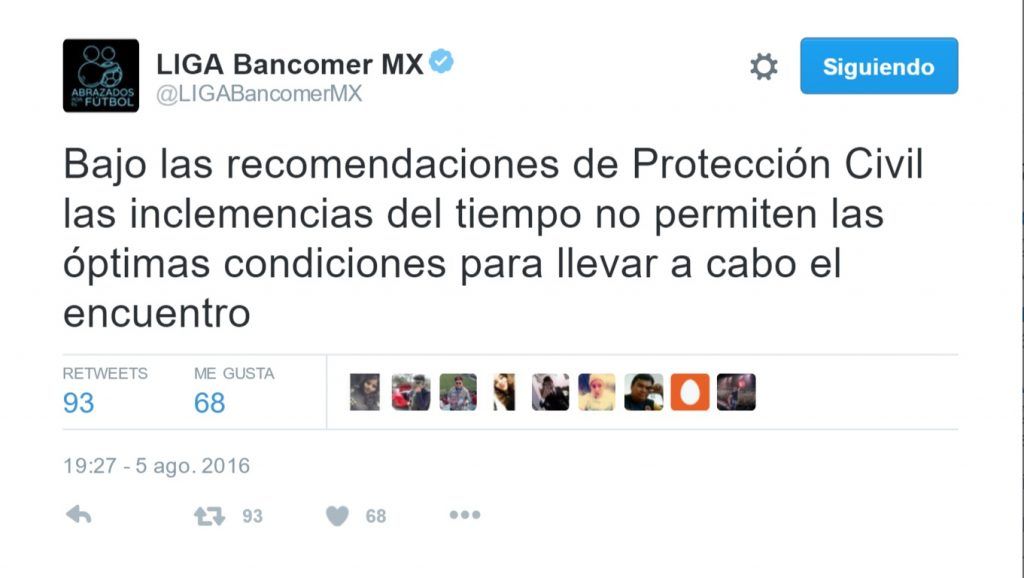 Suspenden el Veracruz vs América por mal tiempo - Tuit-Veracruz-América-2-1024x578