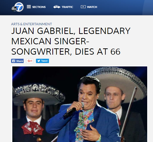 Así reaccionó la prensa estadounidense ante la muerte de Juan Gabriel - abc2