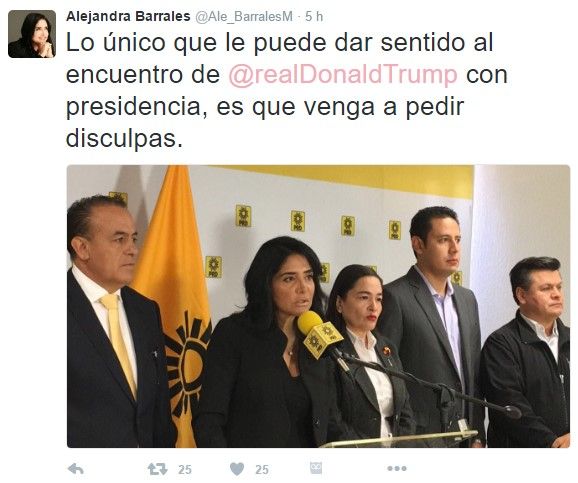 Las reacciones de políticos por la reunión Trump-EPN - alejandra-barrales-tuit-3