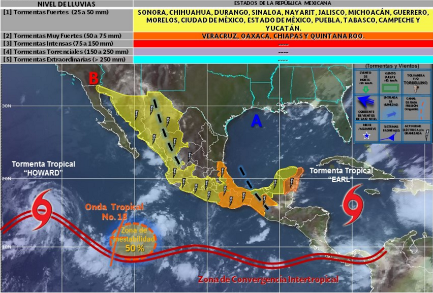 Tormenta tropical Earl dejará fuertes lluvias en el sur del país - clima-3-de-agosto