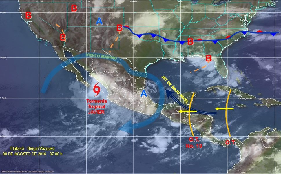 Javier ocasionará tormentas en el Pacífico - clima-8-agosto