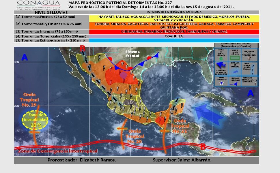 Continuarán lluvias intensas en el norte y el sur del país - clima-mexico-hoy