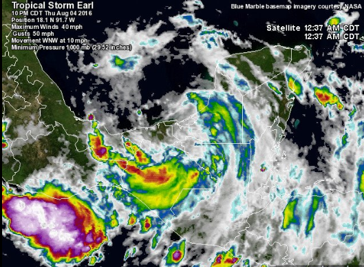 La tormenta Earl se mantiene sobre Tabasco