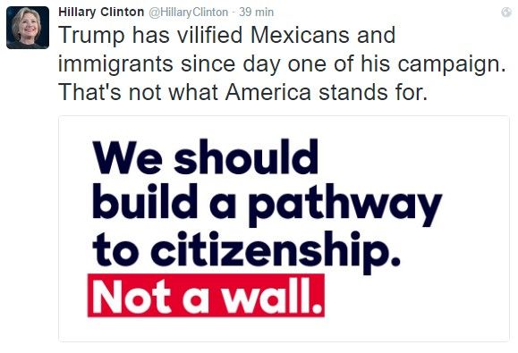 La reacción de Hillary Clinton luego de la reunión entre Trump y EPN - hillary-tuit