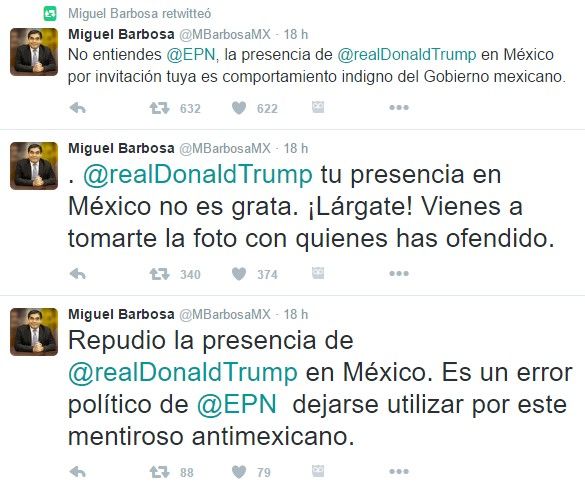 Las reacciones de políticos por la reunión Trump-EPN - miguel-barbosa-tuits