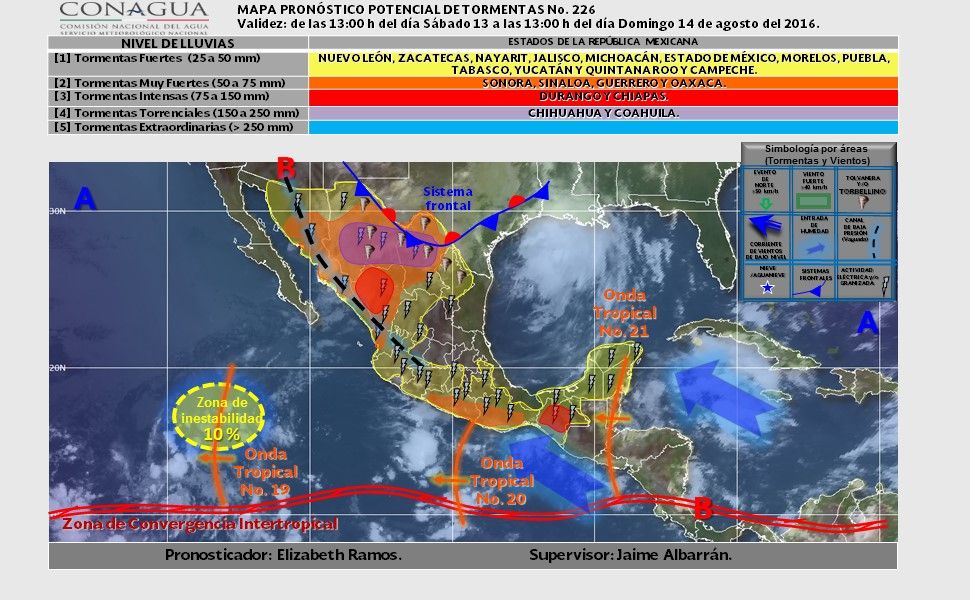 Continuarán las lluvias en todo el país - potencial_tormentas