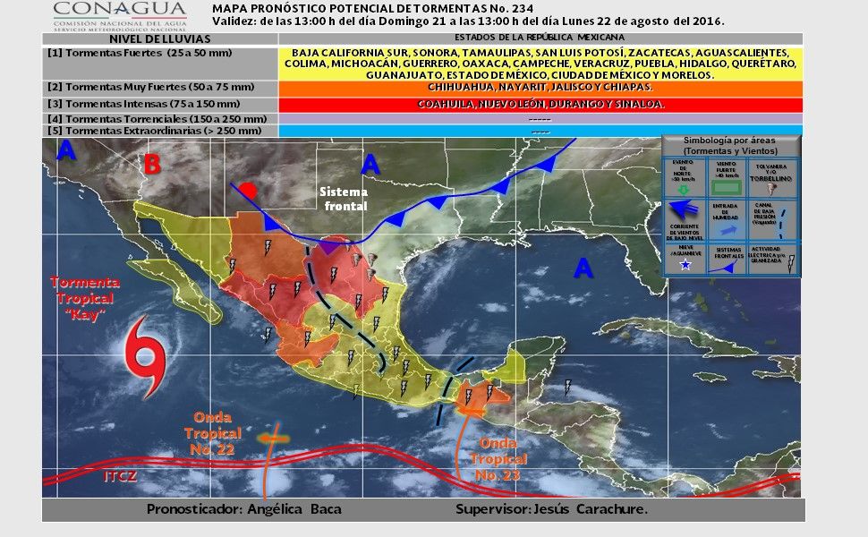 Continuarán las lluvias en gran parte de México - pronostico-22-de-agosto