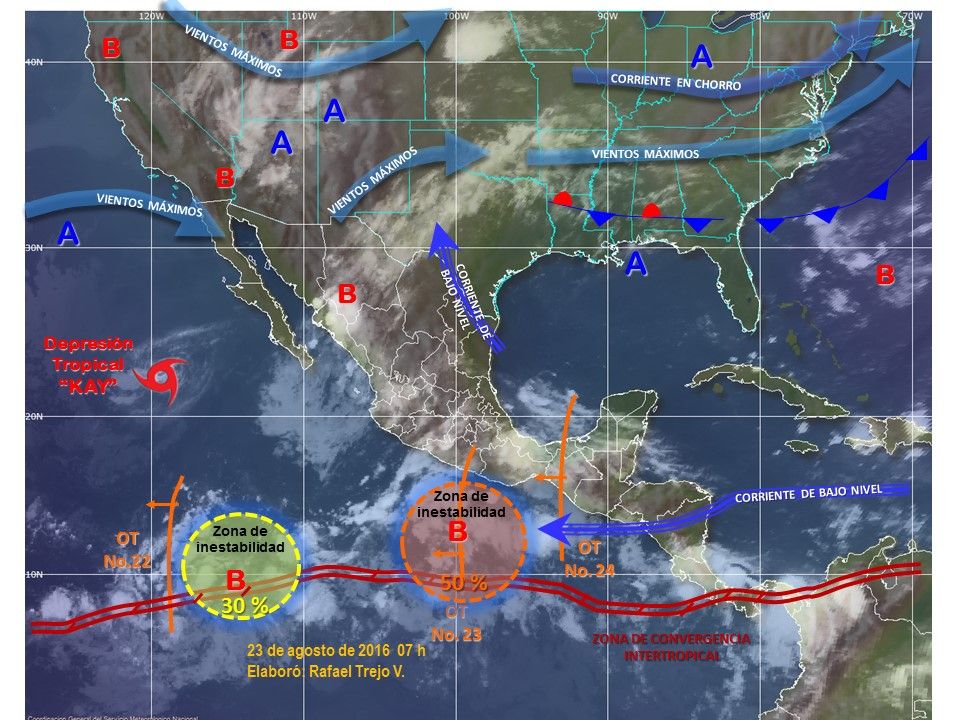 Continuarán lluvias en el centro y sur del país - pronostico-23-de-agosto-2