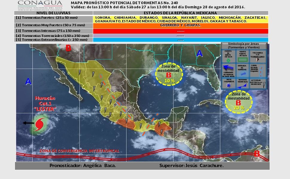 Fuertes tormentas afectarán el norte y centro de México - pronostico-28-agosto