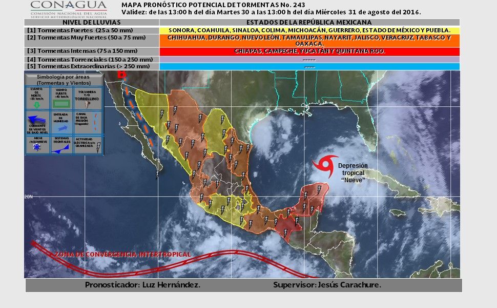 Tormentas afectarán el sureste de México - pronostico-31-de-agosto2