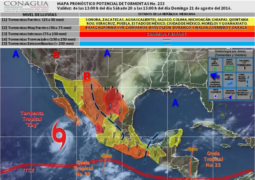 Pronostican tormentas para la mayor parte del país - pronostico-del-tiempo-21-08