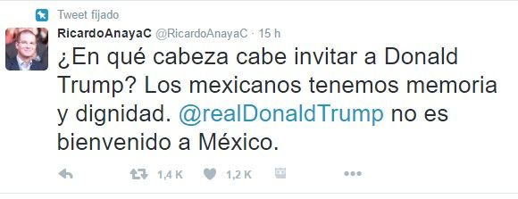 Las reacciones de políticos por la reunión Trump-EPN - ricardo-anaya-tuit