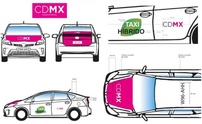 Revelan cromática y rótulos de taxis híbridos capitalinos - taxis-hibridos