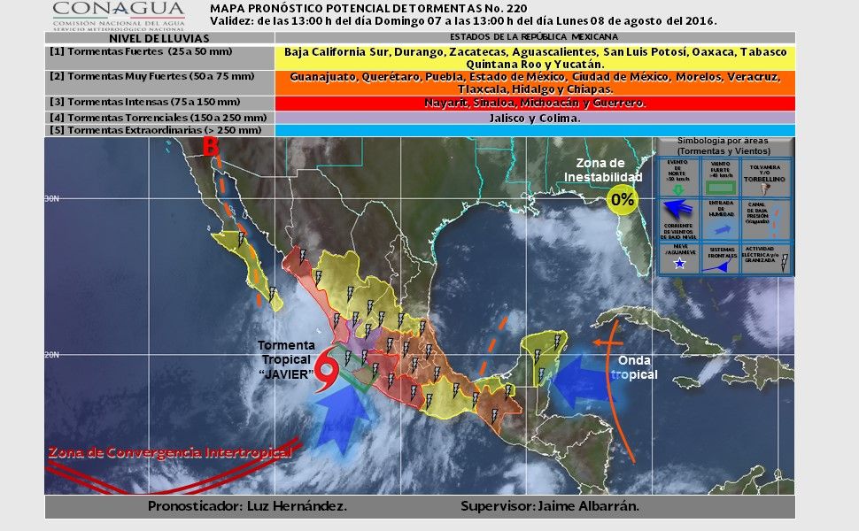 Javier ocasionará tormentas en el Pacífico - tormentas-8-agosto