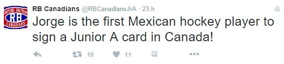 Contratan en Canadá a jugador mexicano de hockey sobre hielo - tuit-canadians