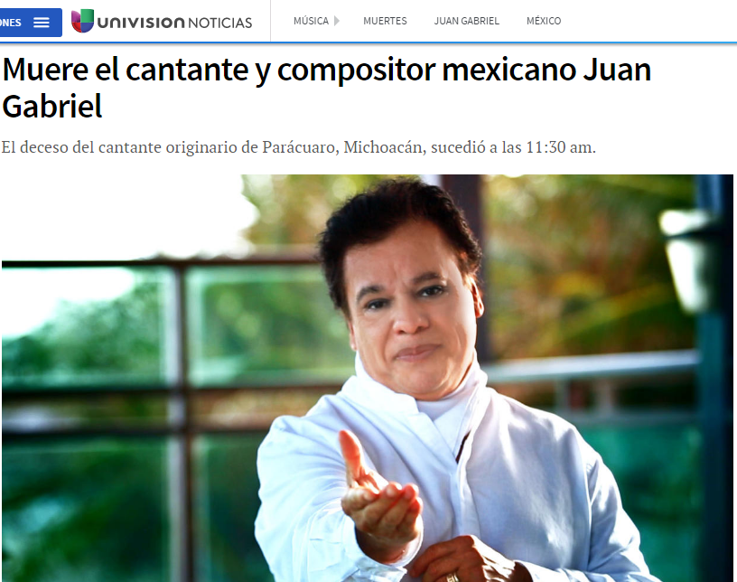 Así reaccionó la prensa estadounidense ante la muerte de Juan Gabriel - univision