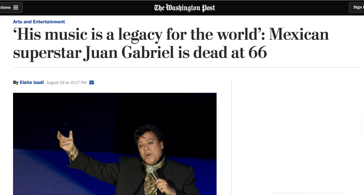 Así reaccionó la prensa estadounidense ante la muerte de Juan Gabriel - washington-post2