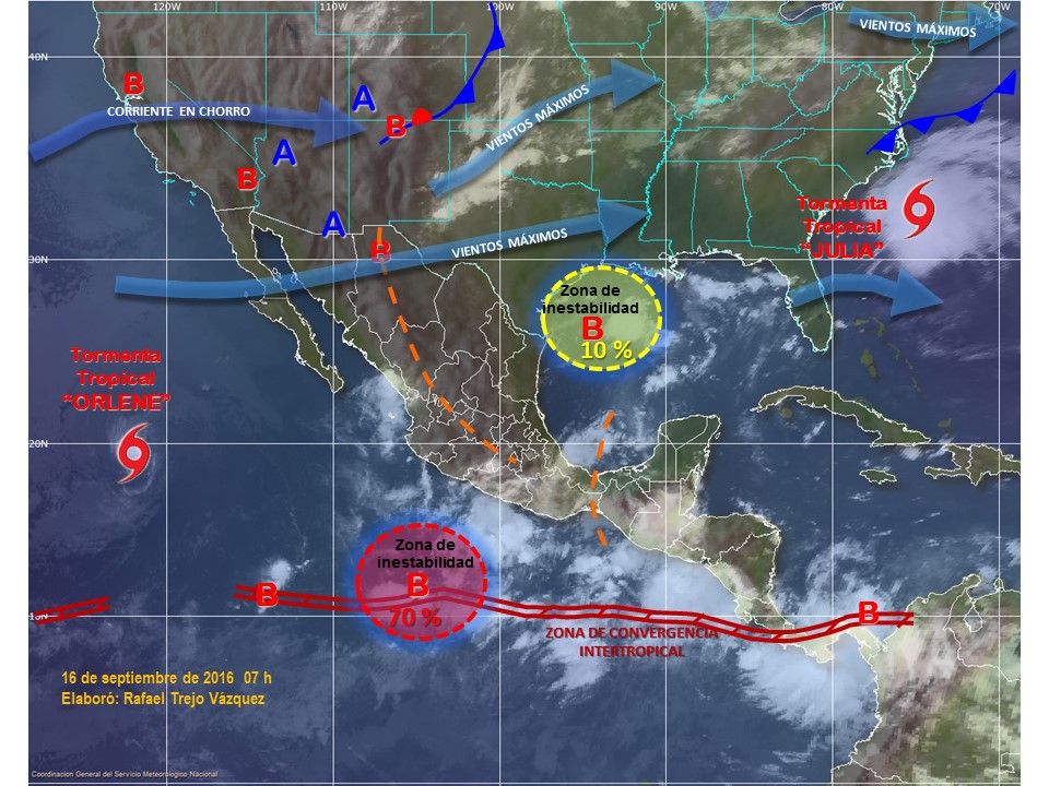 Tormentas afectarán el centro, sur y sureste de México - 1609