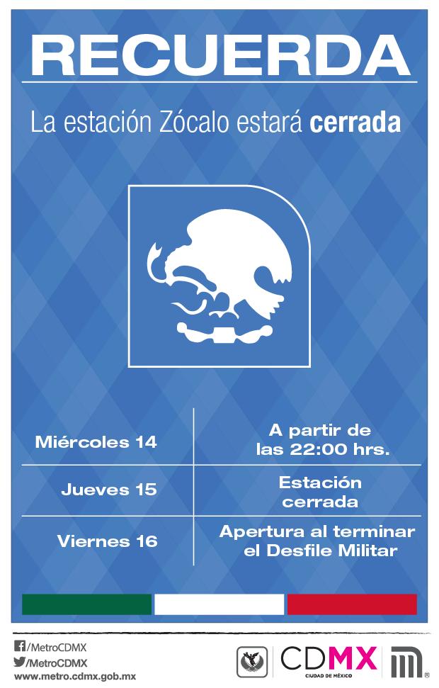 Estación Zócalo del Metro estará cerrada por fiestas patrias - Estación-Zócalo