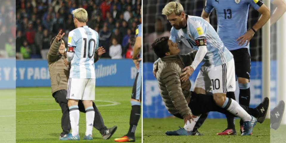 Video: aficionado resbala al abrazar a Messi