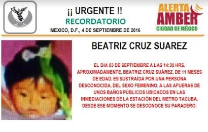 Reactivan Alerta Amber por desaparición de menor en Metro Tacuba