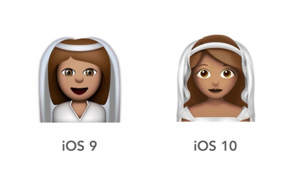 Los emojis de iOS 10 que promueven la igualdad de género - bride-ios9-ios10-emojipedia-1024x591