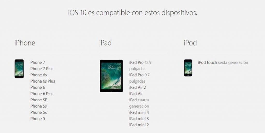 Todas las novedades de iOS 10 - dispositivos-ios-10-1024x517