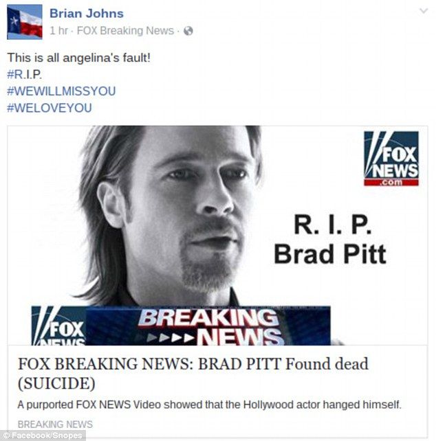 Noticia sobre muerte de Brad Pitt puede provocar hackeo - engano-brad-pitt