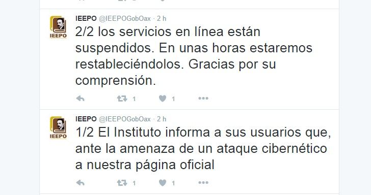 Hackean la página web del IEEPO