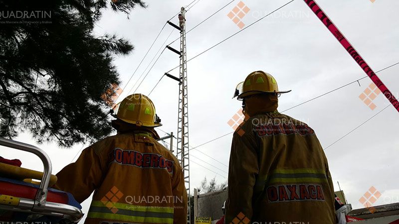 Bomberos rescatan a individuo que se subió a torre de alta tensión en Oaxaca - ho2