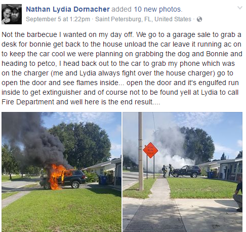 Explosión de Galaxy Note 7 incendia camioneta en Florida - incendio