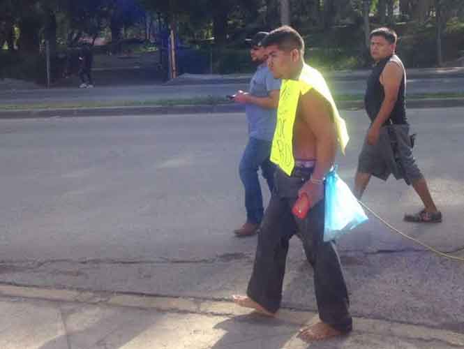 Pobladores de Ixmiquilpan humillan a ladrón - ixmiquilpan