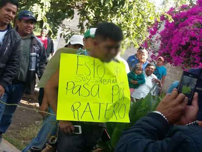 Pobladores de Ixmiquilpan humillan a ladrón - ixmiquilppan