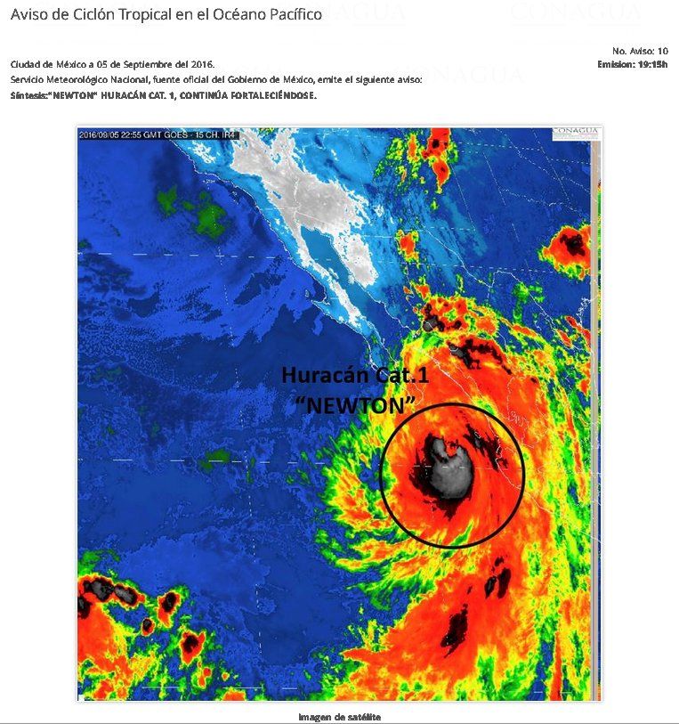 Segob emite medidas de protección ante huracán Newton - newton-mapa-calor