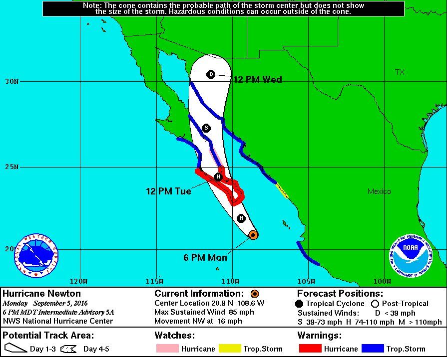 Segob emite medidas de protección ante huracán Newton - newton-trayectoria