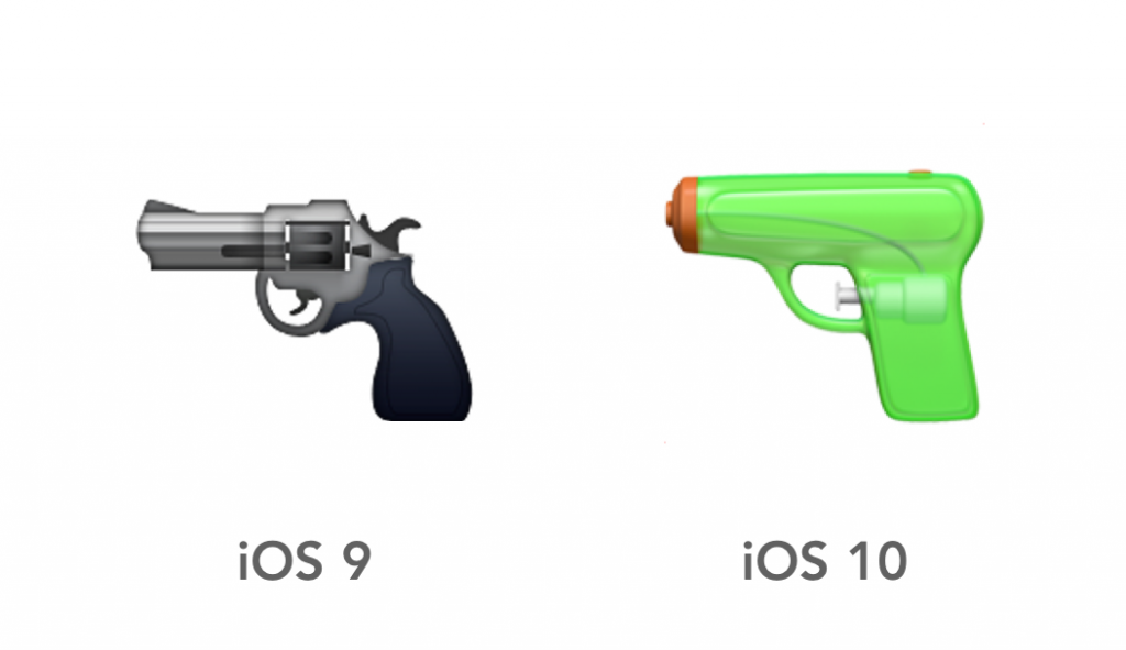 Los emojis de iOS 10 que promueven la igualdad de género - pistol-emoji-ios10-emojipedia-1024x591