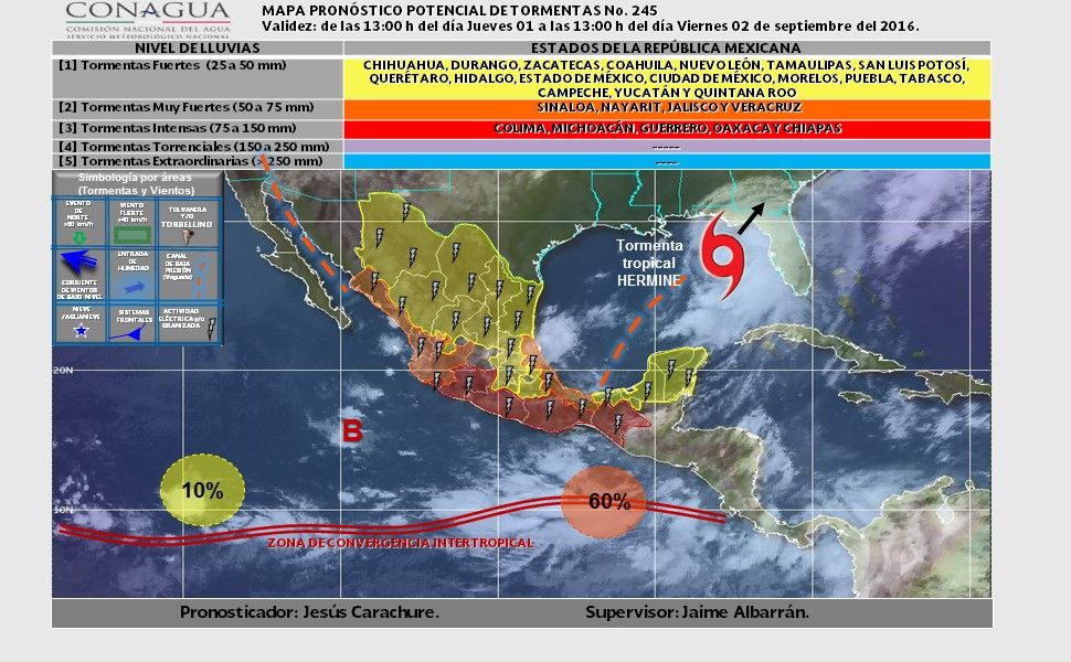 Habrá tormentas intensas en Oaxaca, Chiapas y Veracruz - pronostico-2-de-septiembre